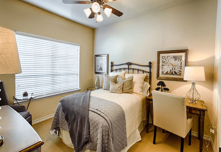 A Warm-Lighted Cozy Bedroom Inside Memory Care Unit A Warm-Lighted Cozy Bedroom Inside Memory Care Unit